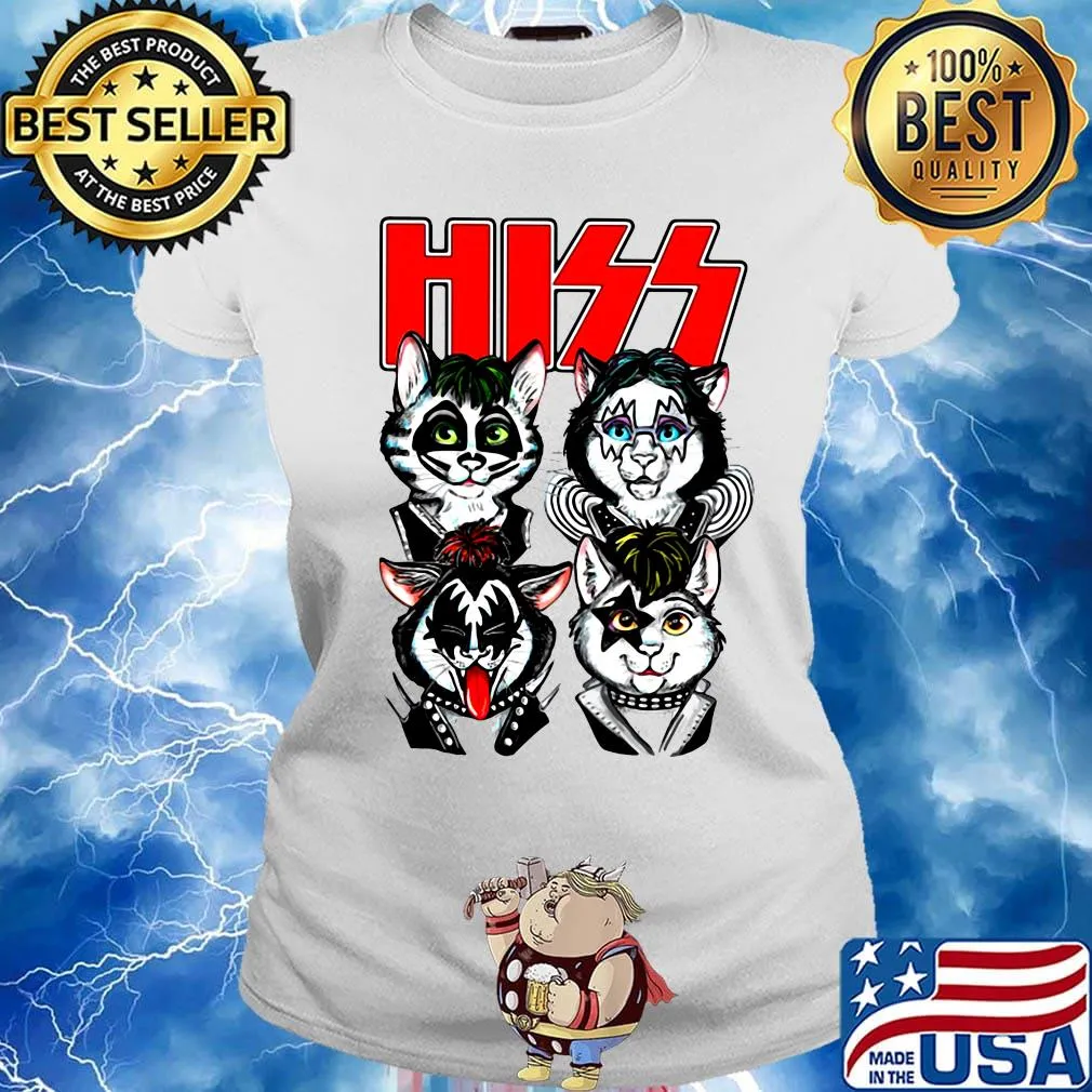 Kiss hiss cat band rock s Ladies tee