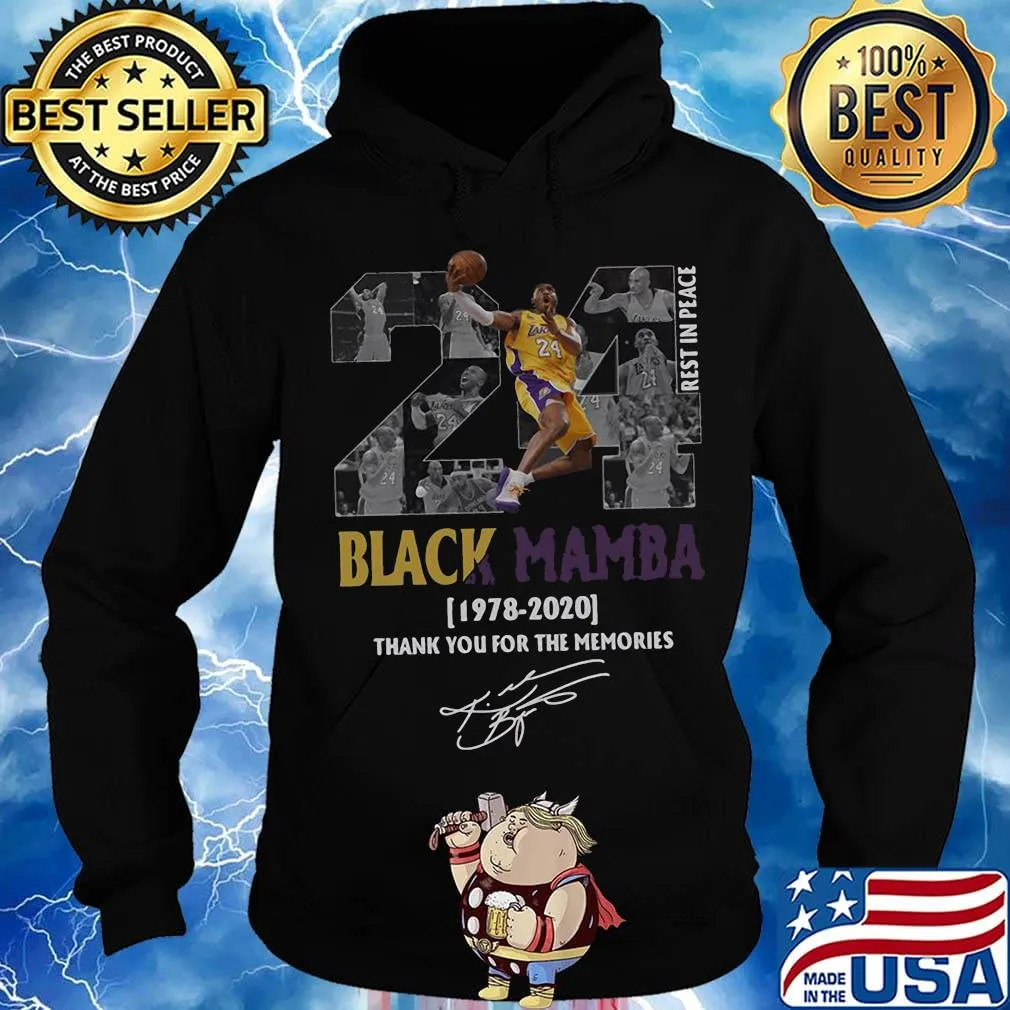 Kobe bryant 24 rest in peace black mamba 1978 2020 thank you for the memories signature s Hoodie