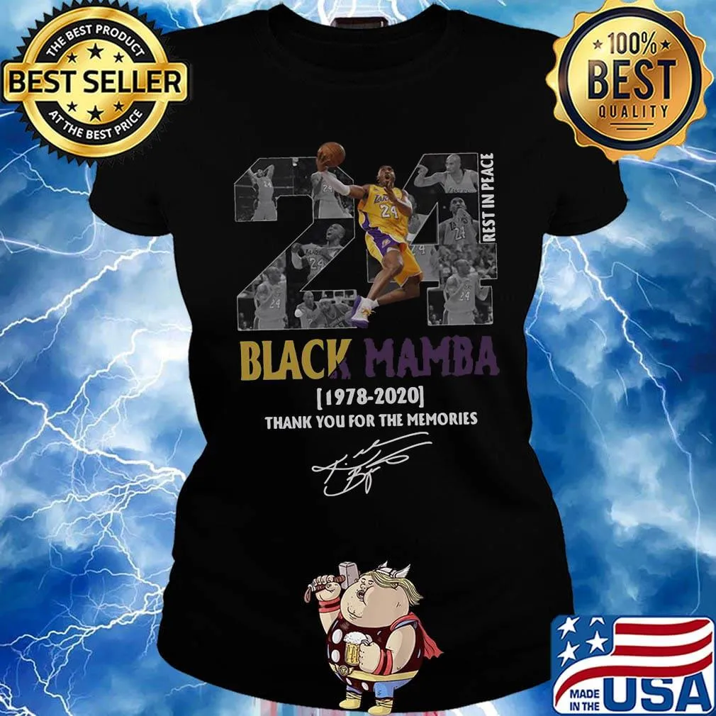 Kobe bryant 24 rest in peace black mamba 1978 2020 thank you for the memories signature s Ladies tee