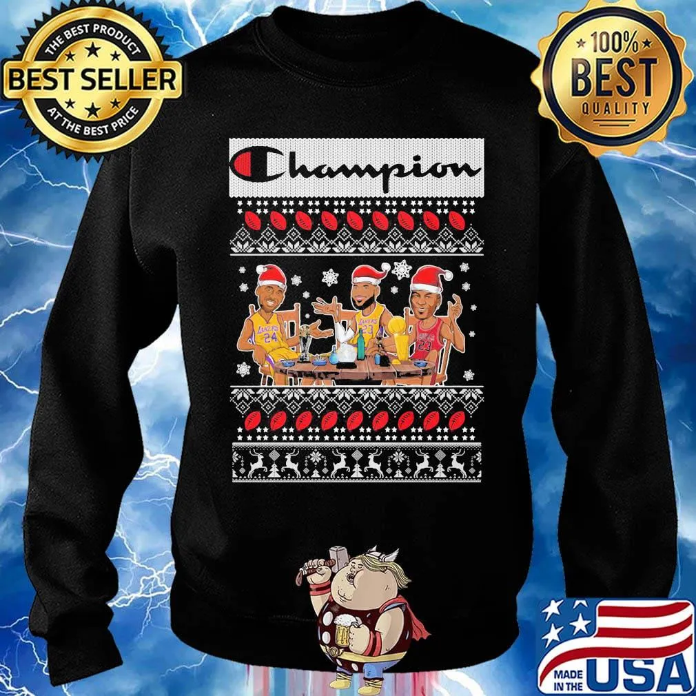 Lebron james kobe bryant michael jordan champion lakers ugly christmas s Sweater
