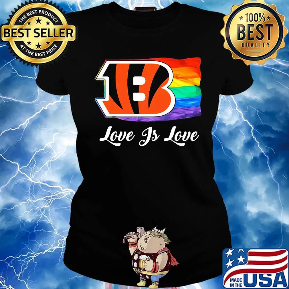 Lgbt flag cincinnati bengals love is love football logo s Ladies tee