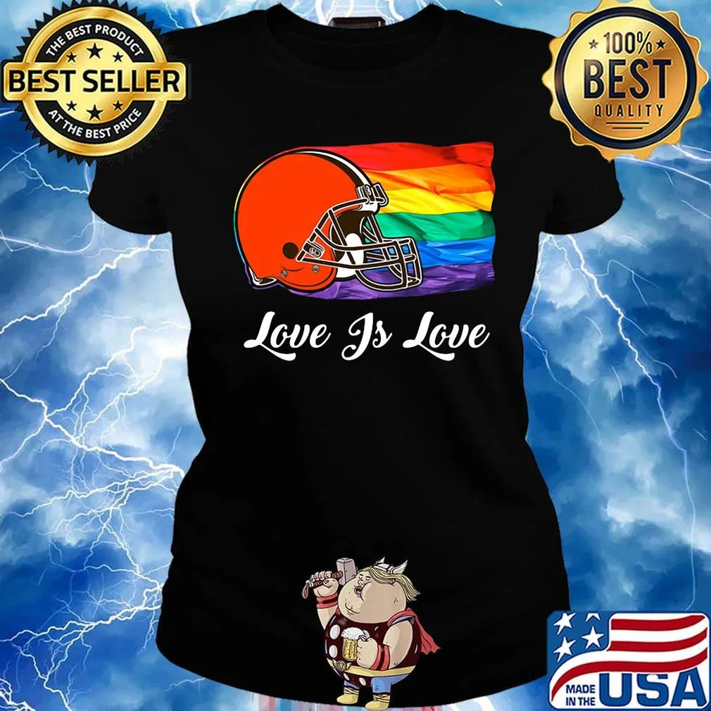 Lgbt flag cleveland browns love is love football logo s Ladies tee