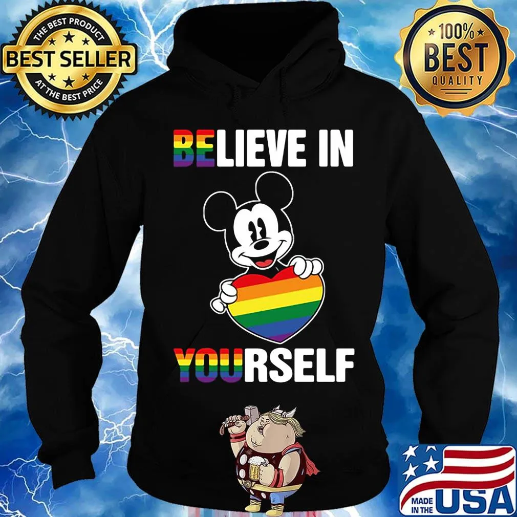 Lgbt mickey mouse hug heart believe in yourself s Hoodie