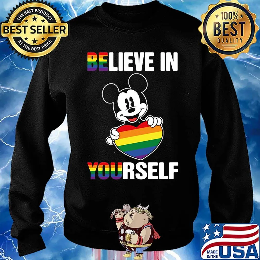 Lgbt mickey mouse hug heart believe in yourself s Sweater