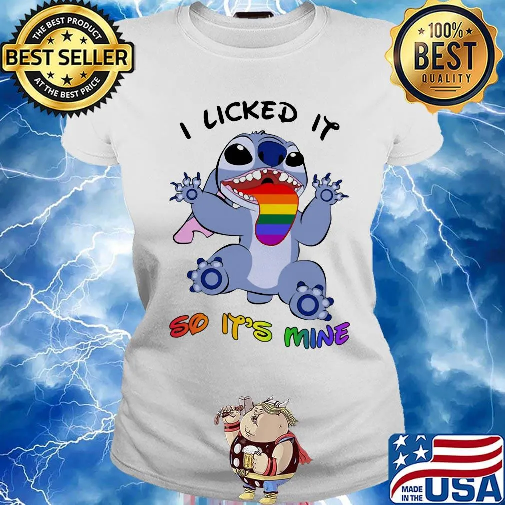 Lgbt rainbow stitch i licked it so it's mine s Ladies tee