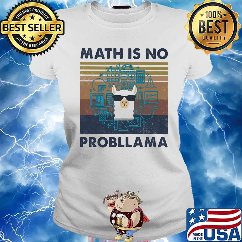 Llama math is no probllama vintage retro s Ladies tee