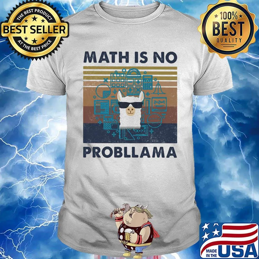 Llama math is no probllama vintage retro shirt