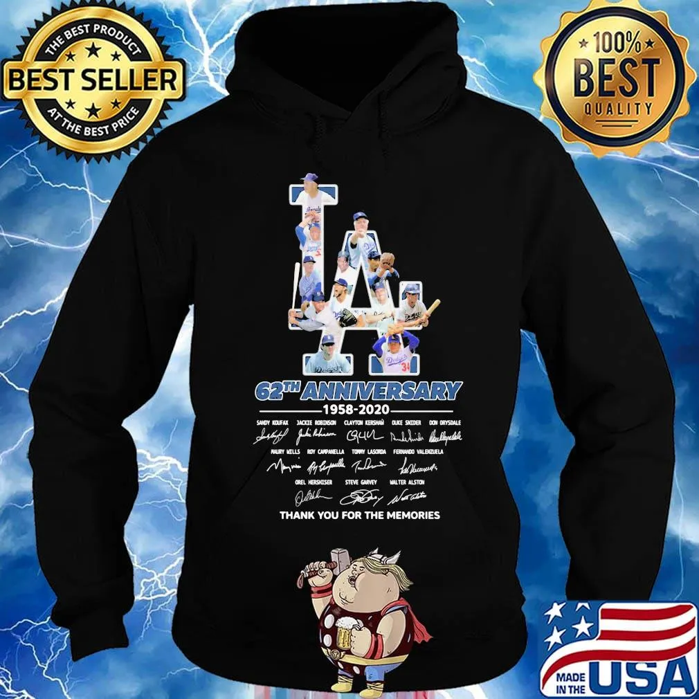 Los angeles dodgers 62th anniversary 1958 2020 thank you for the memories signatures s Hoodie