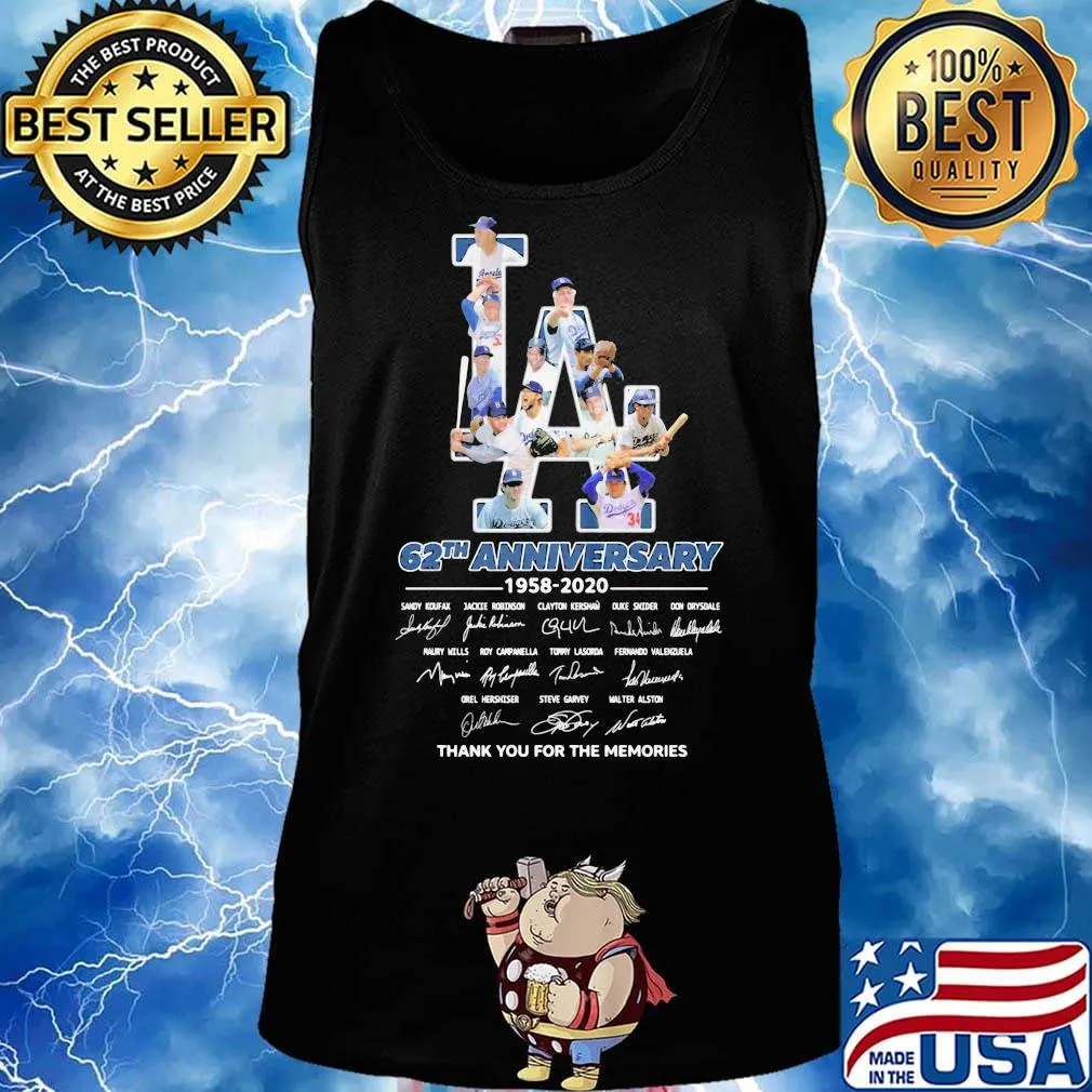 Los angeles dodgers 62th anniversary 1958 2020 thank you for the memories signatures s Tank top