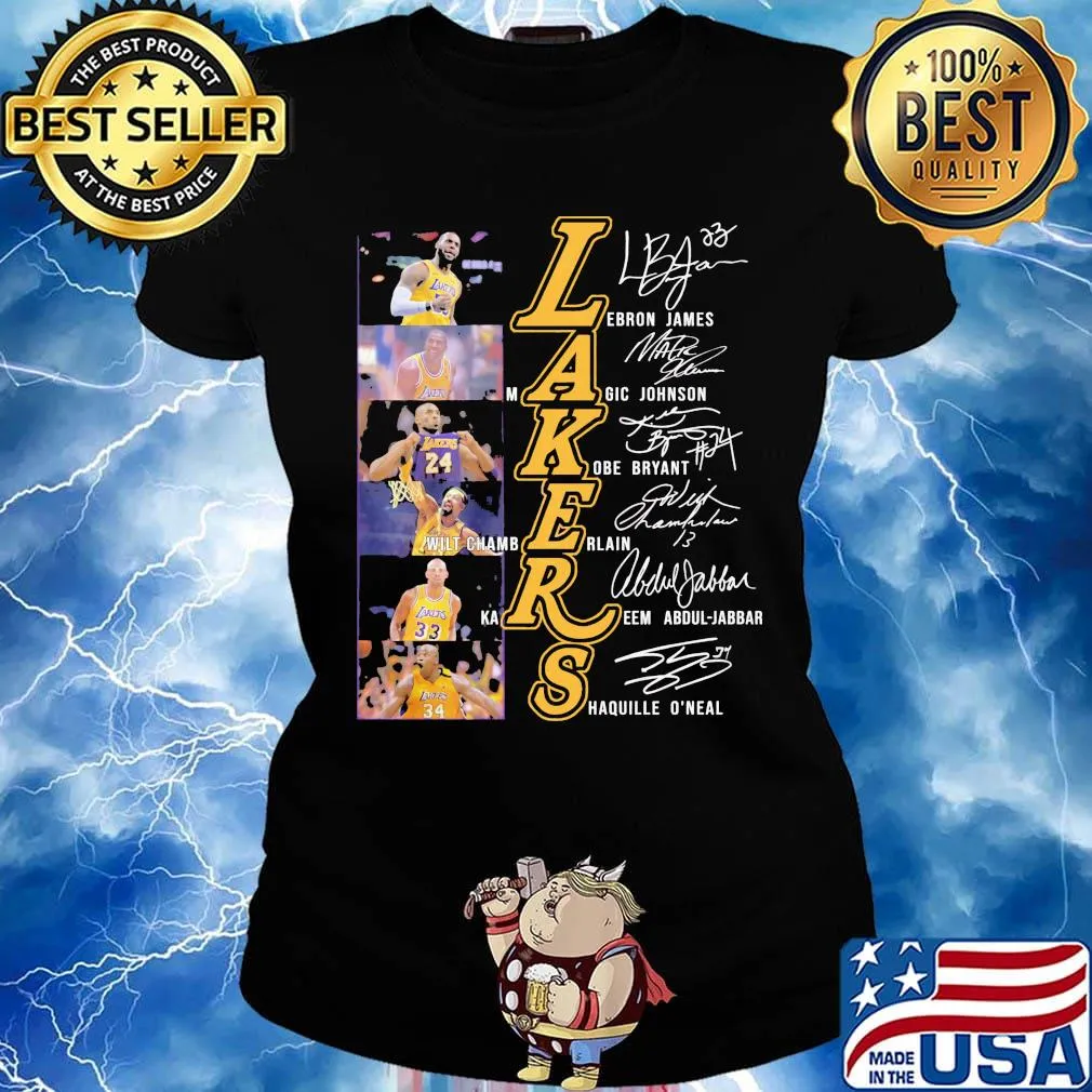 Los angeles lakers team basketball players signatures s Ladies tee