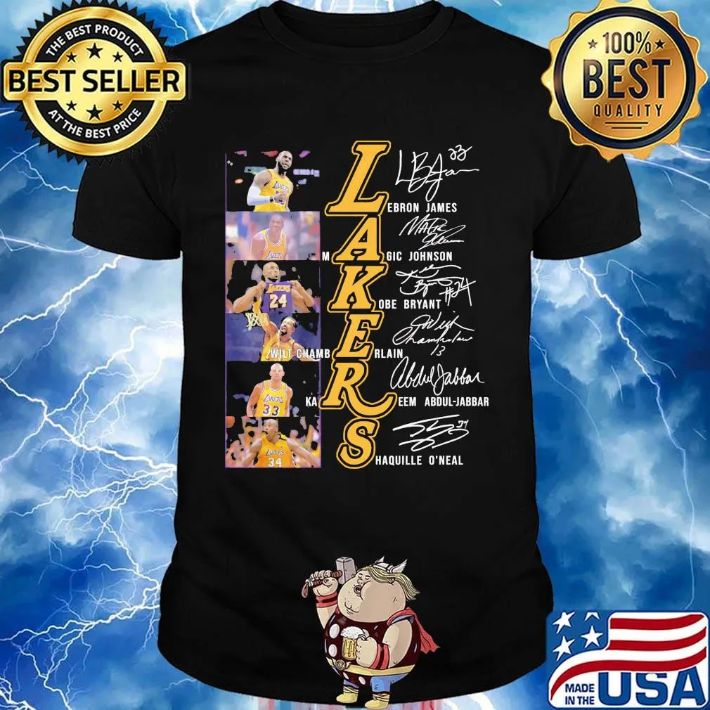 Los angeles lakers team basketball players signatures shirt