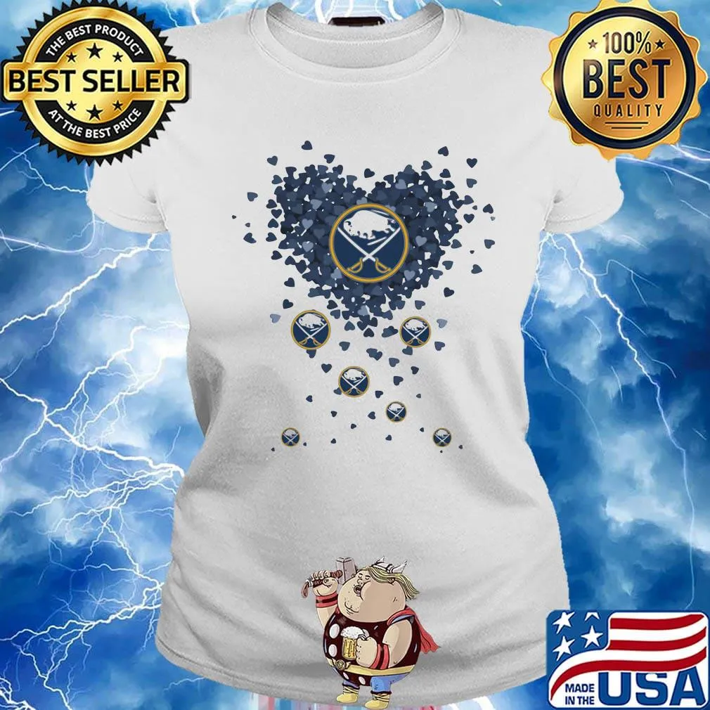 Love buffalo sabres hockey logo hearts s Ladies tee