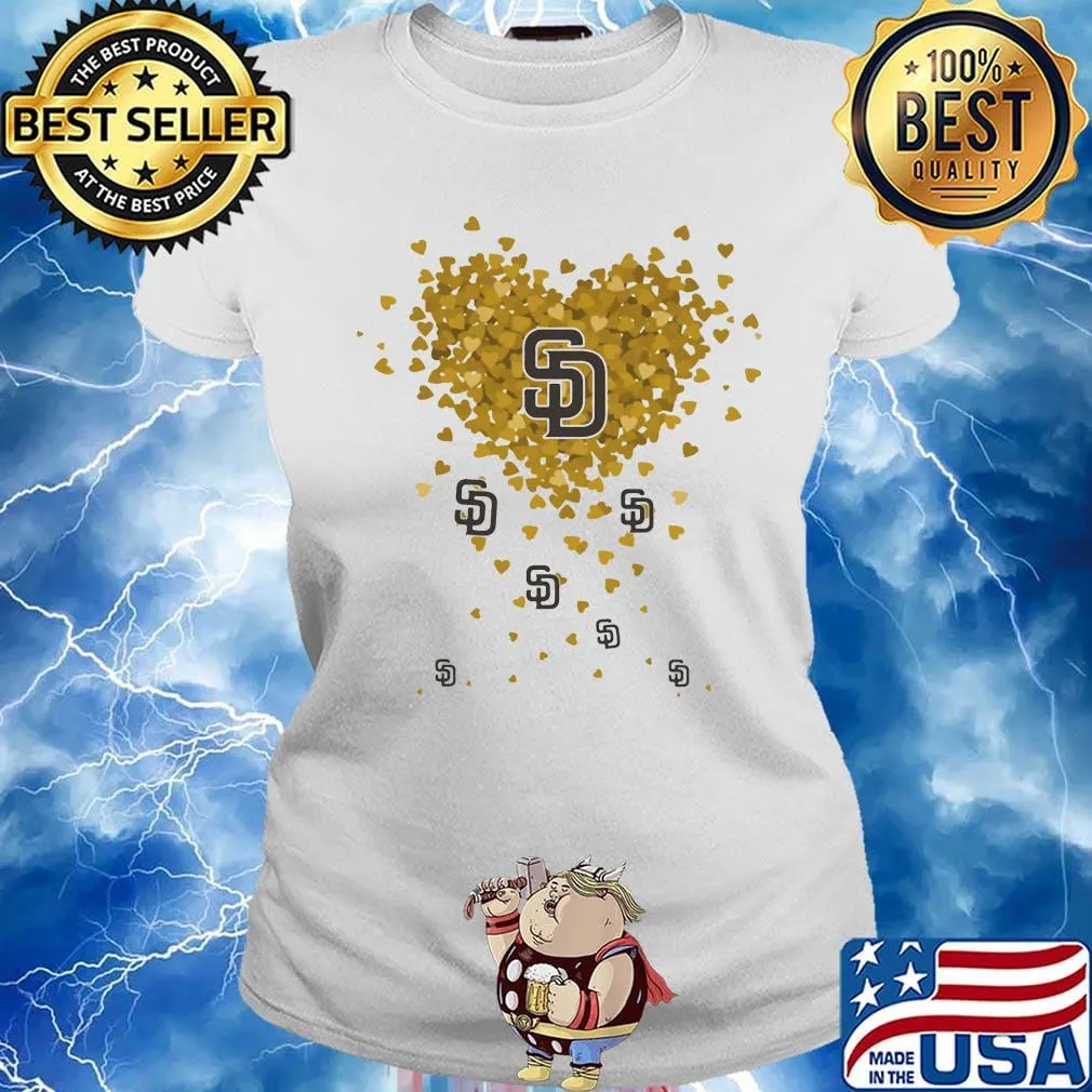 Love san diego padres baseball logo hearts s Ladies tee