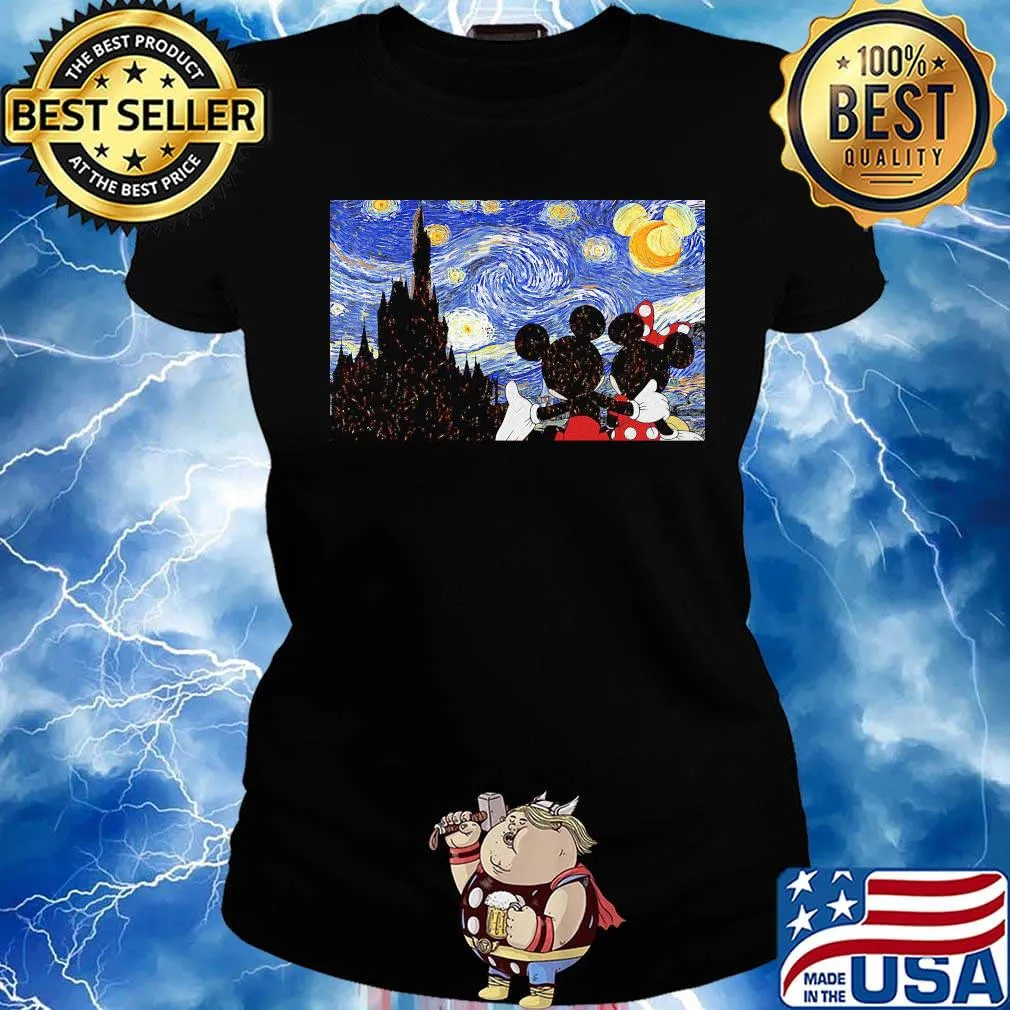 Mickey minnie mouse starry night van gogh s Ladies tee