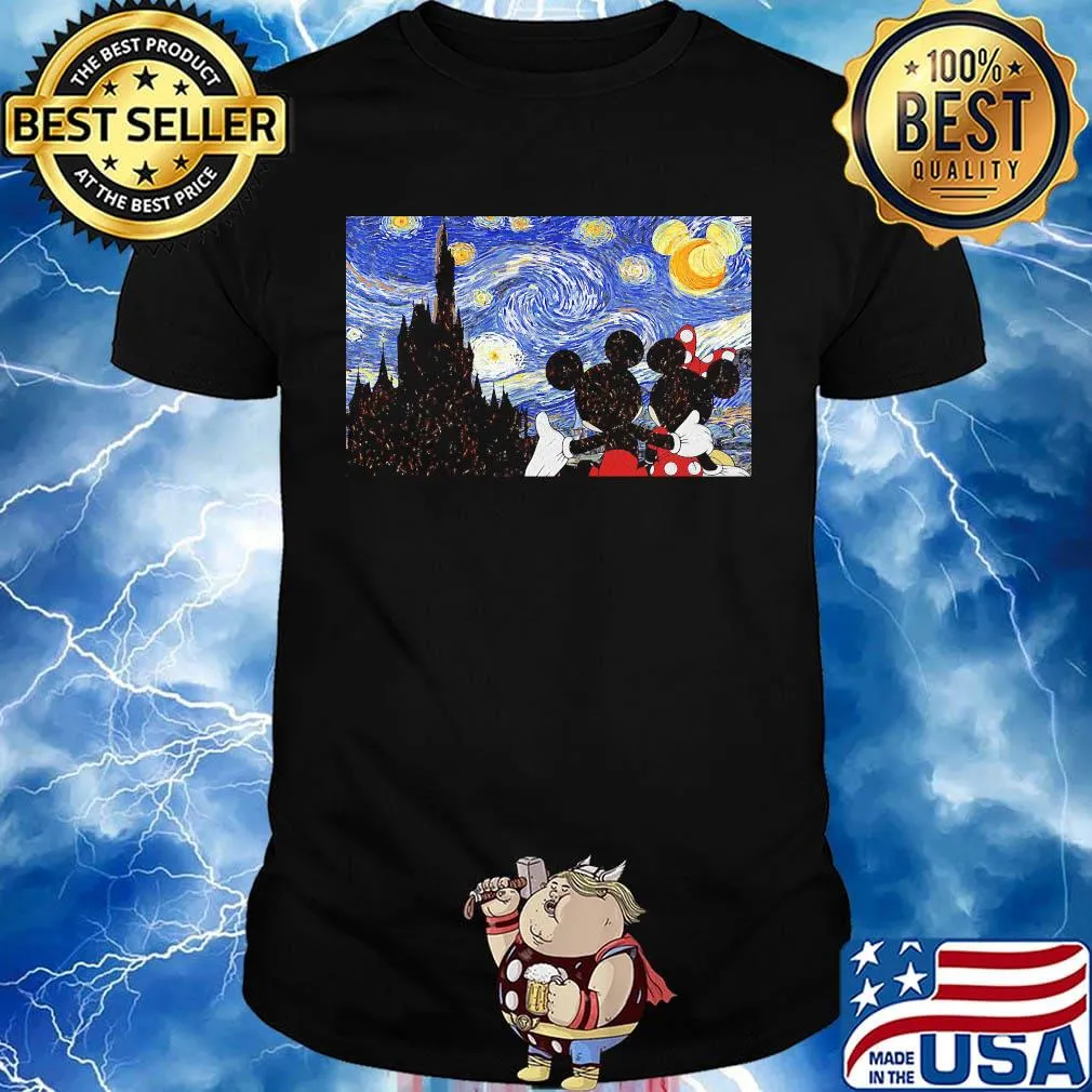 Mickey minnie mouse starry night van gogh shirt