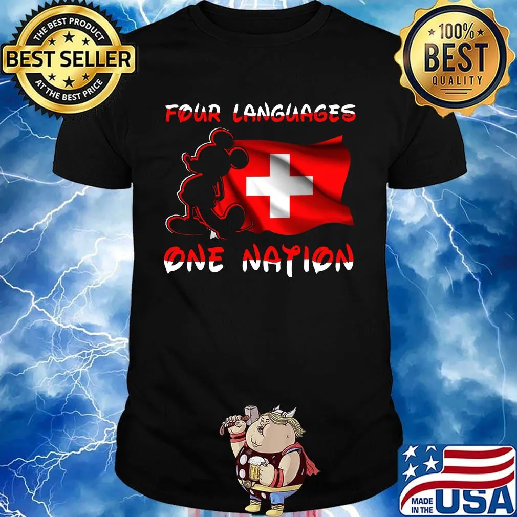 Mickey mouse four languages one nation flag shirt