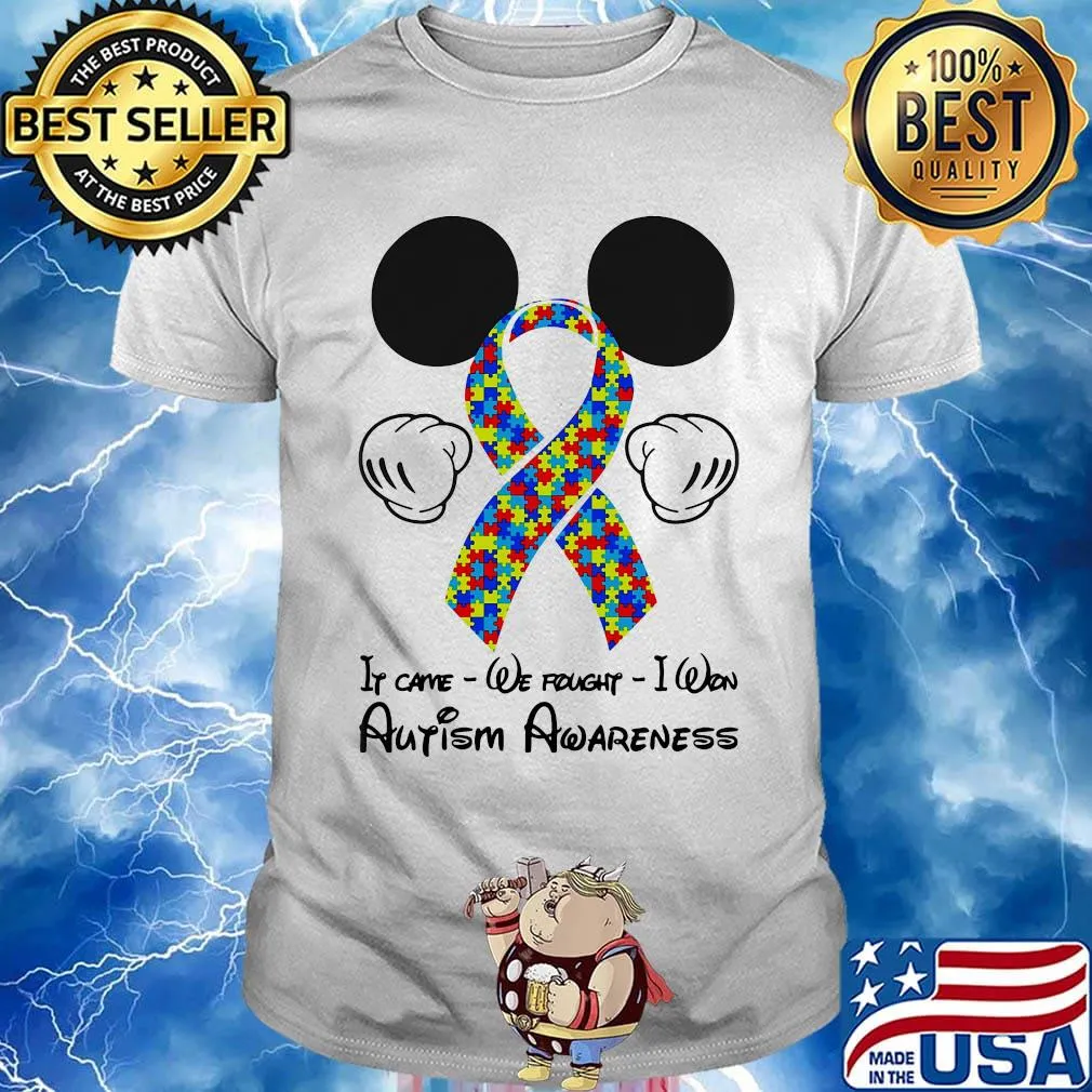 Mickey mouse if came we fought i won autism awareness shirt