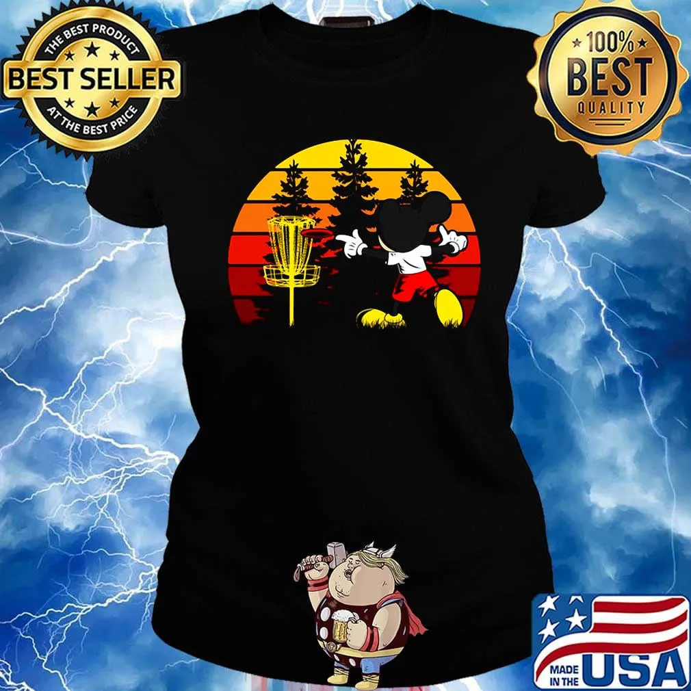 Mickey mouse playing disc golf vintage retro s Ladies tee