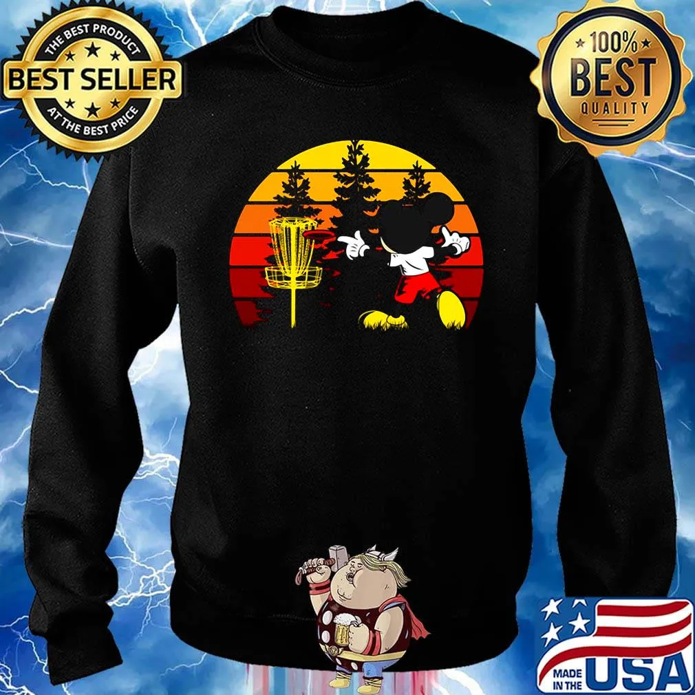 Mickey mouse playing disc golf vintage retro s Sweater