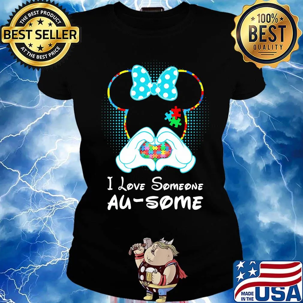 Minnie mouse i love someone au-some autism heart s Ladies tee