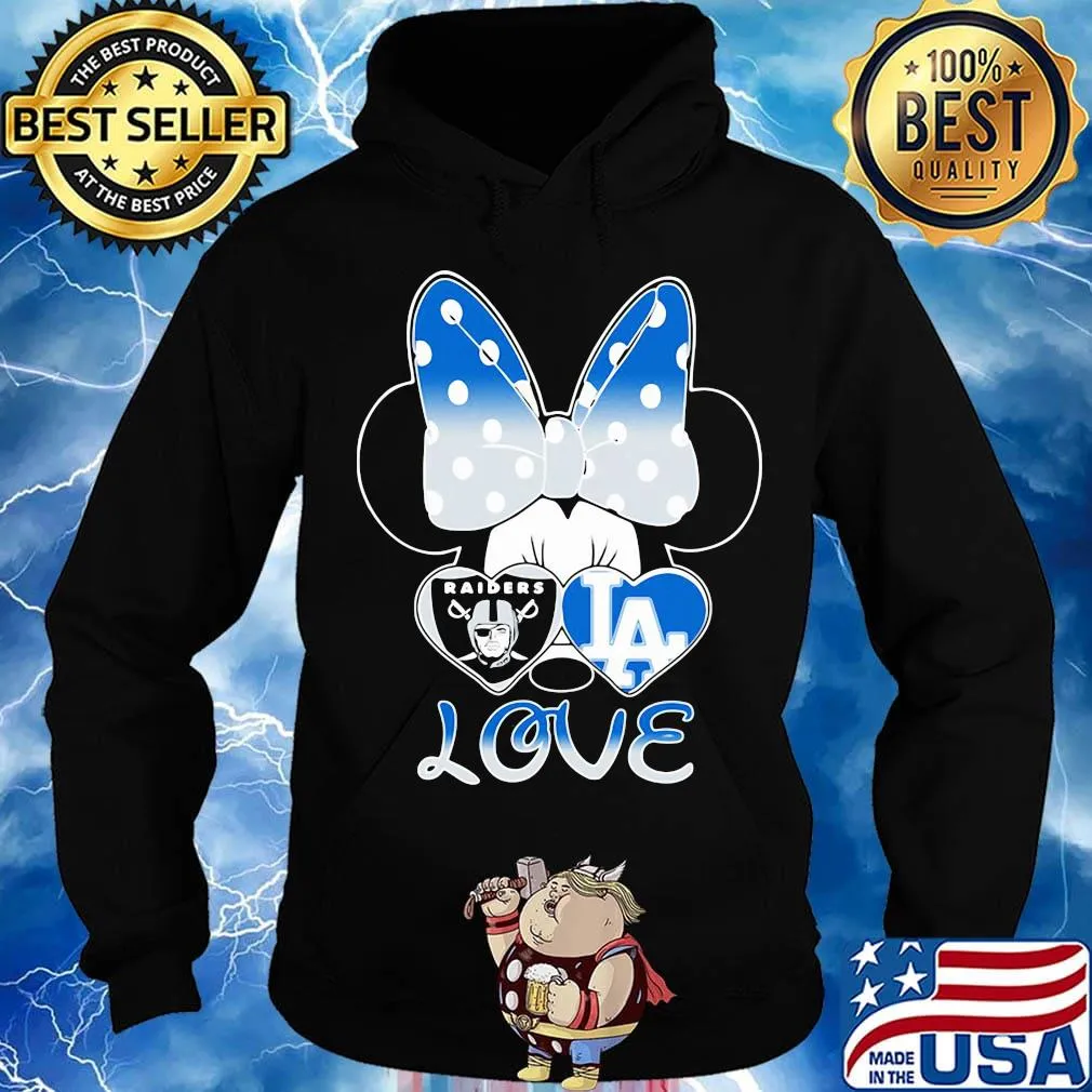 Minnie mouse love los angeles raiders and los angeles dodgers hearts s Hoodie