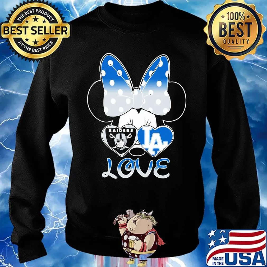 Minnie mouse love los angeles raiders and los angeles dodgers hearts s Sweater