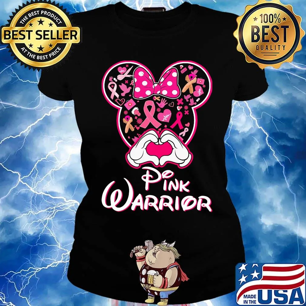 Minnie mouse pink warrior cancer awareness heart s Ladies tee