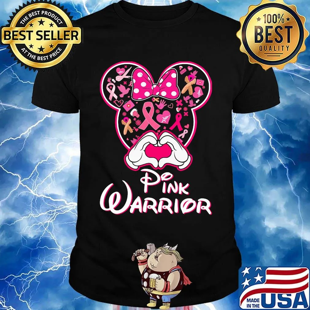 Minnie mouse pink warrior cancer awareness heart shirt