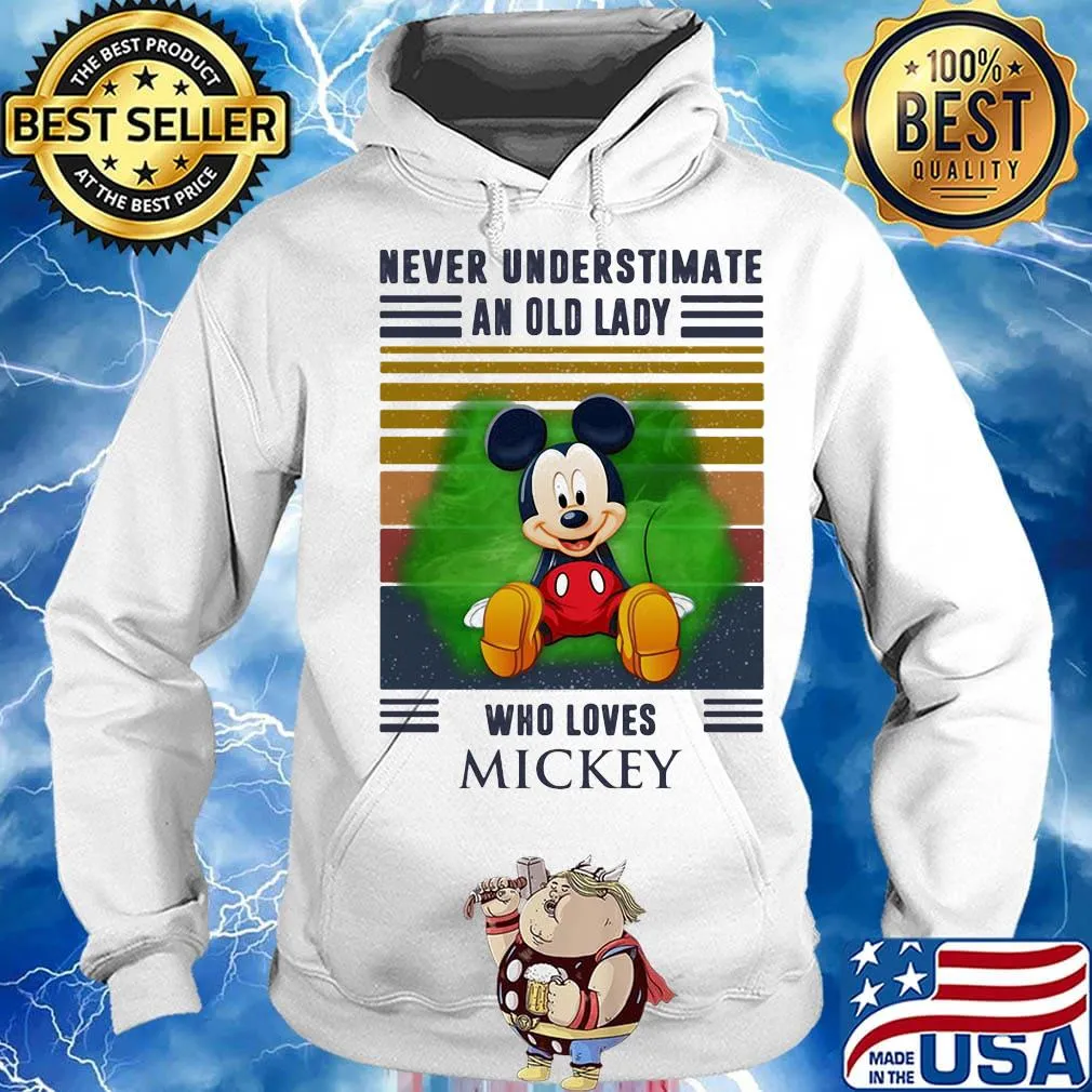 Never underestimate an old lady who loves mickey vintage retro s Hoodie