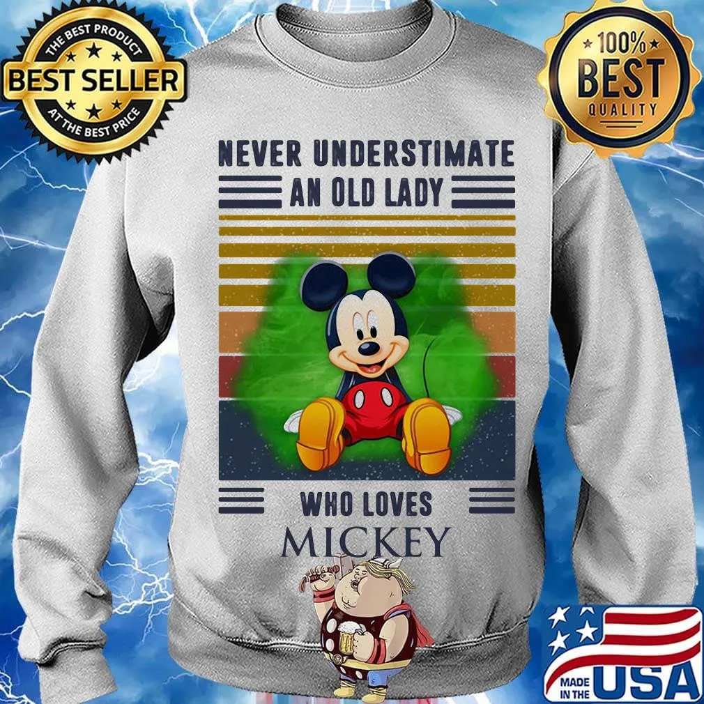 Never underestimate an old lady who loves mickey vintage retro s Sweater