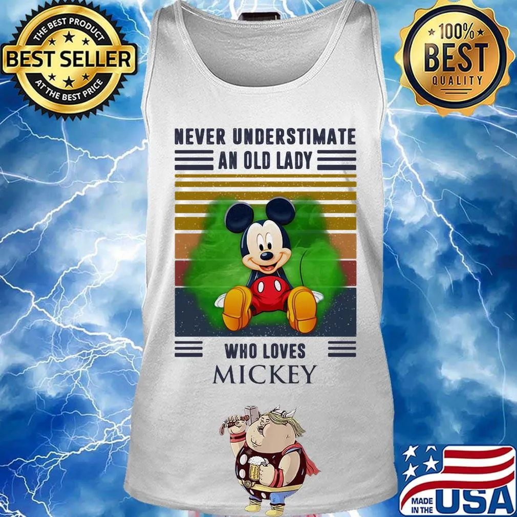 Never underestimate an old lady who loves mickey vintage retro s Tank top