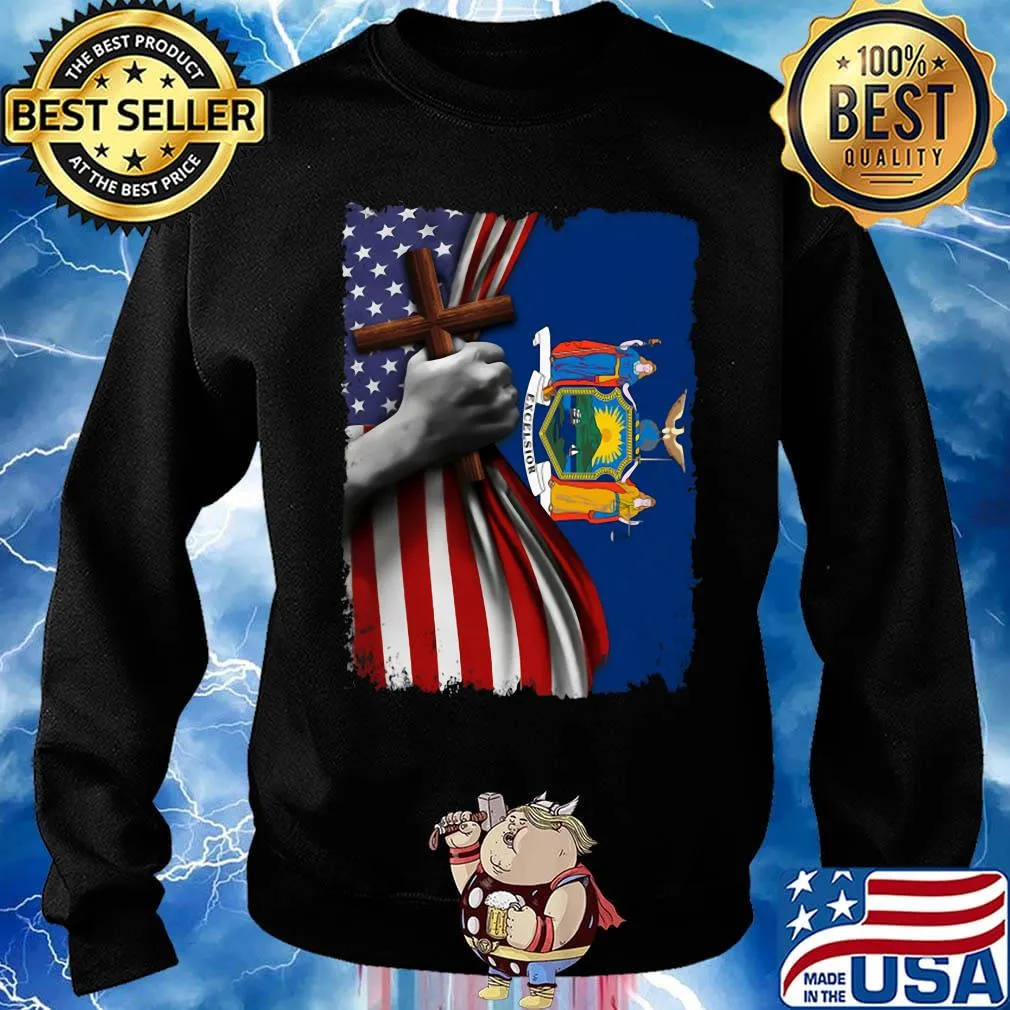 New york american flag cross happy independence day s Sweater