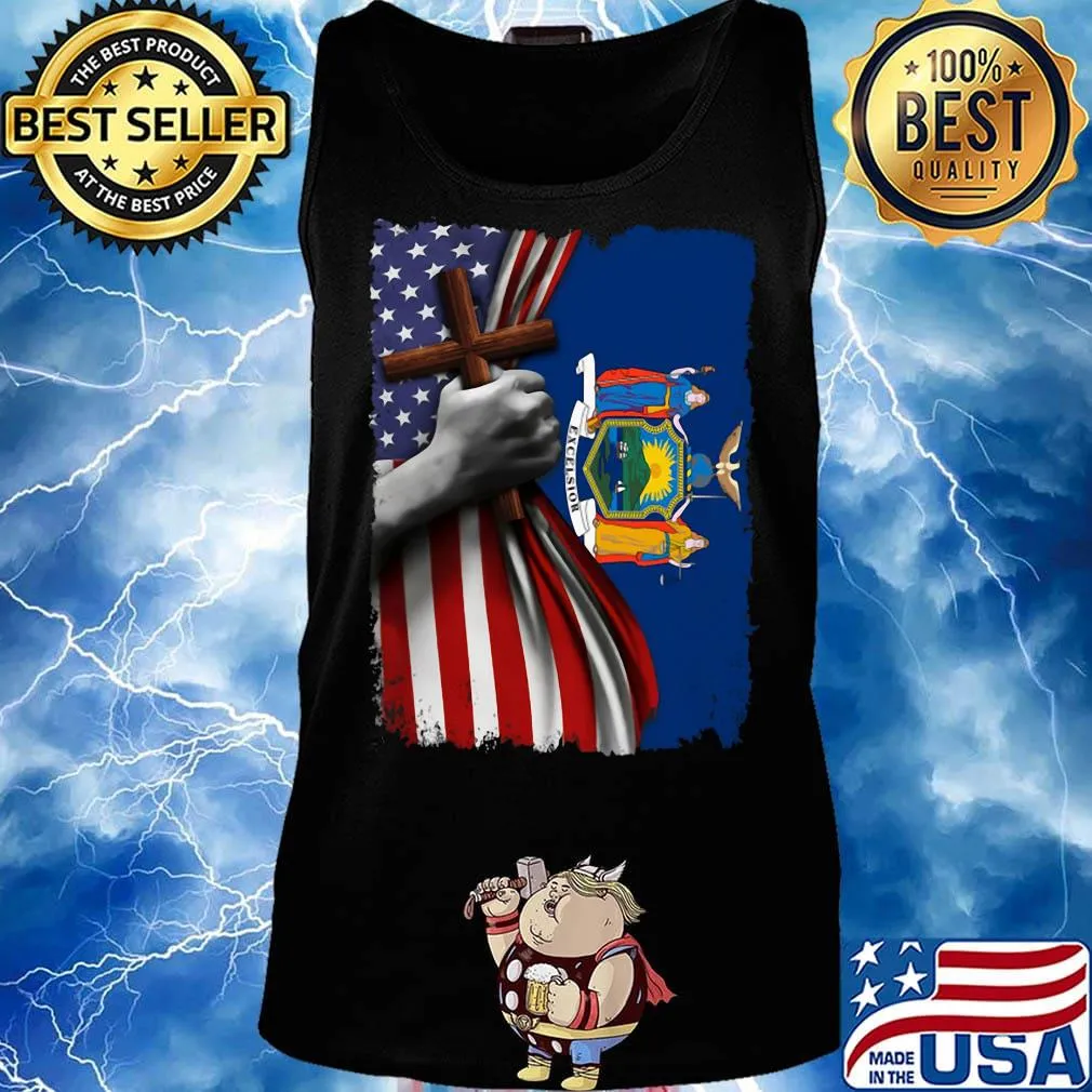 New york american flag cross happy independence day s Tank top