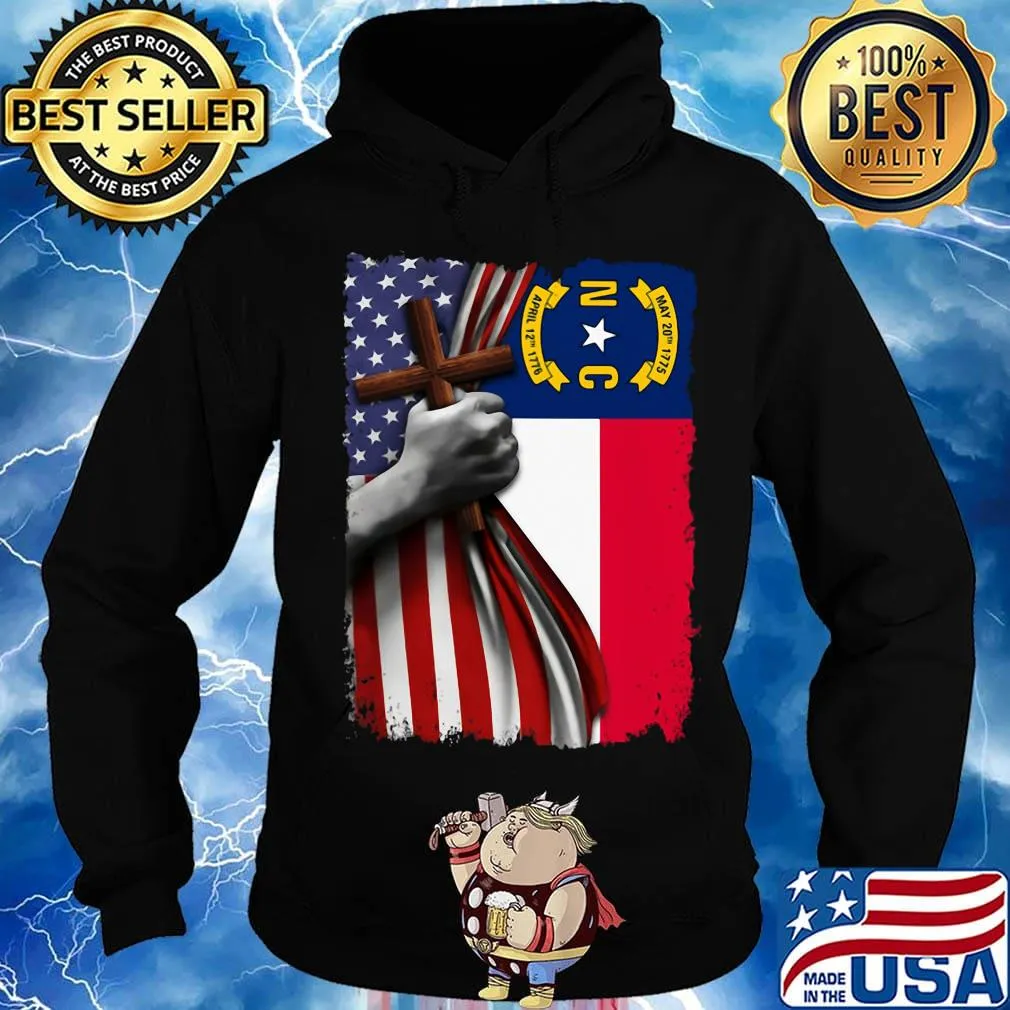 North carolina american flag cross happy independence day s Hoodie