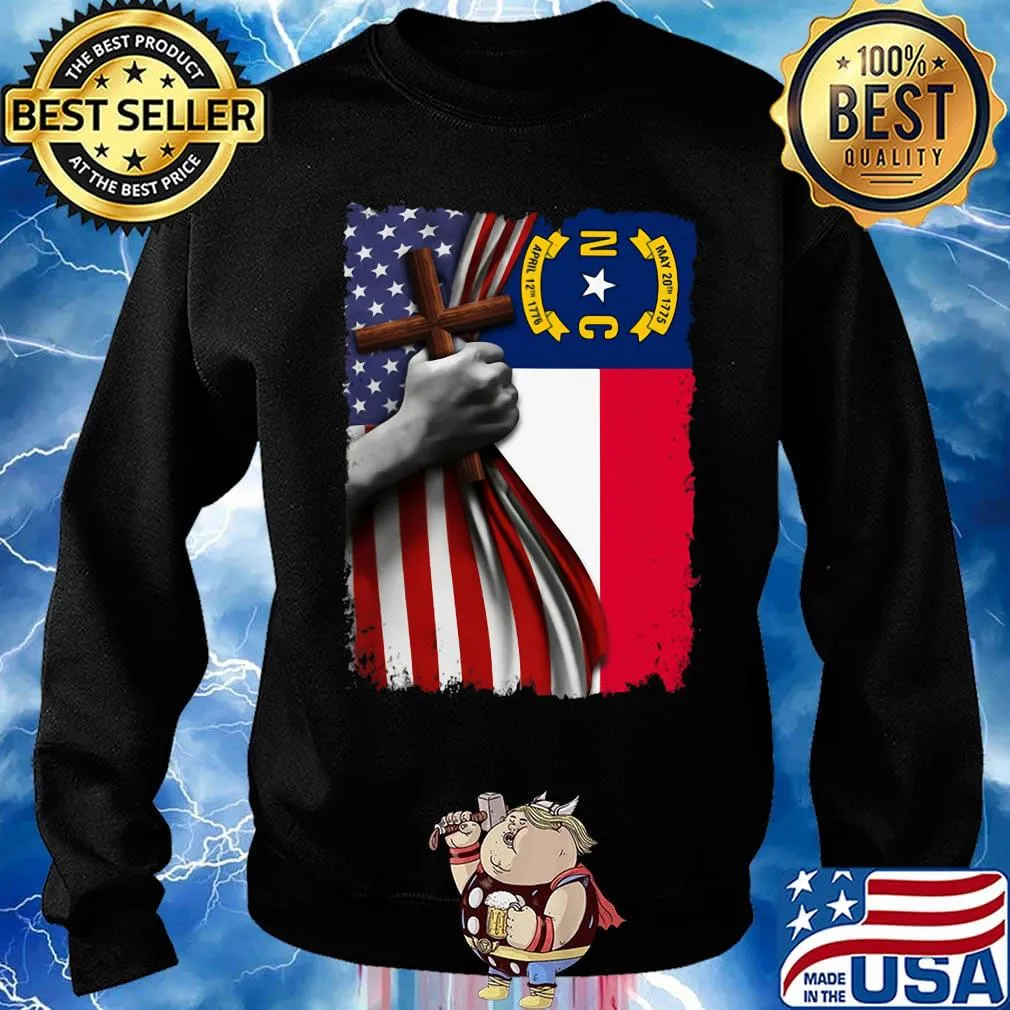 North carolina american flag cross happy independence day s Sweater