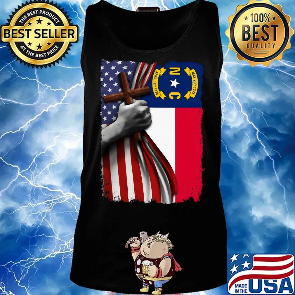 North carolina american flag cross happy independence day s Tank top