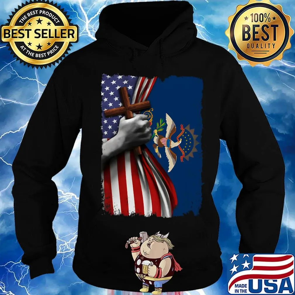 North dakota american flag cross happy independence day s Hoodie