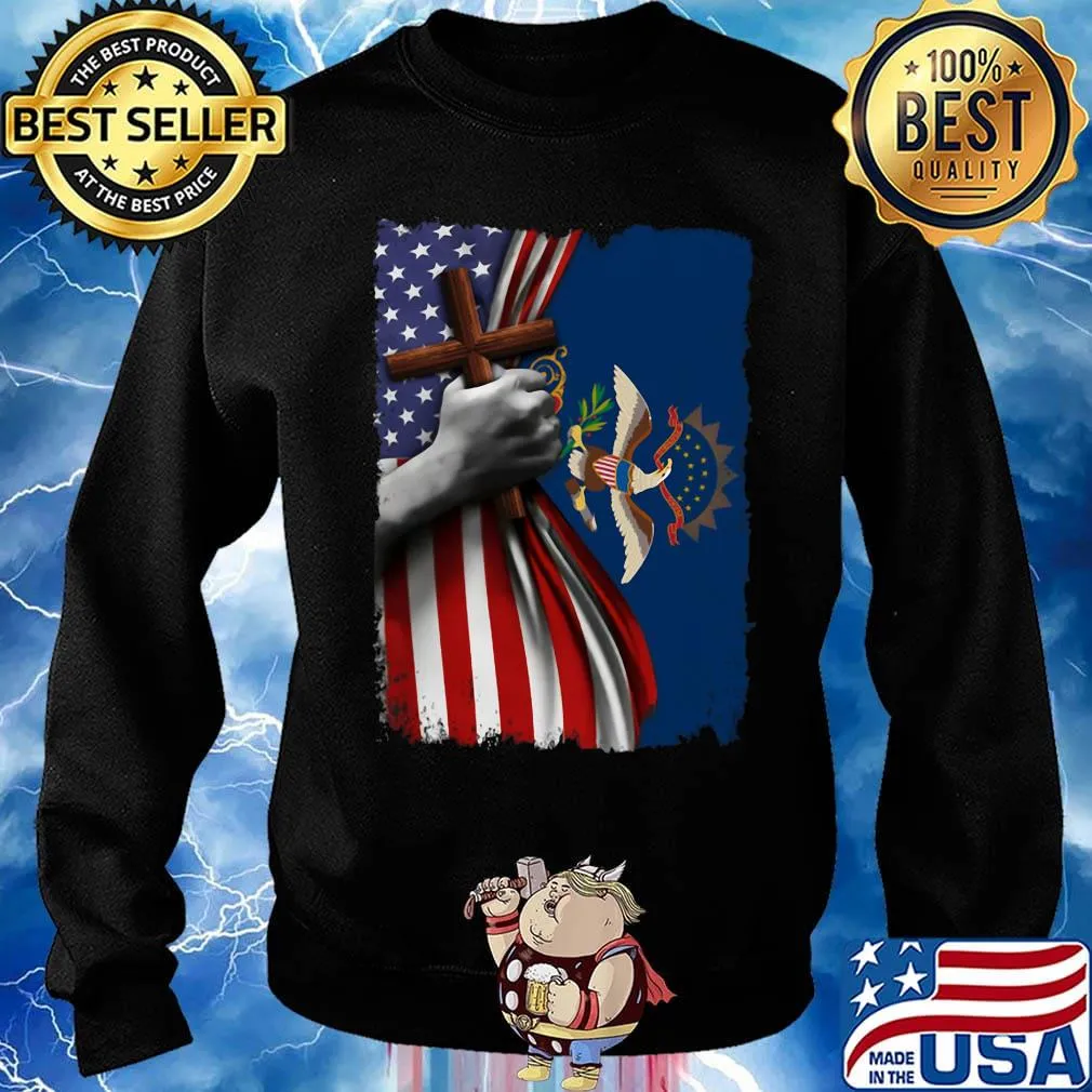 North dakota american flag cross happy independence day s Sweater
