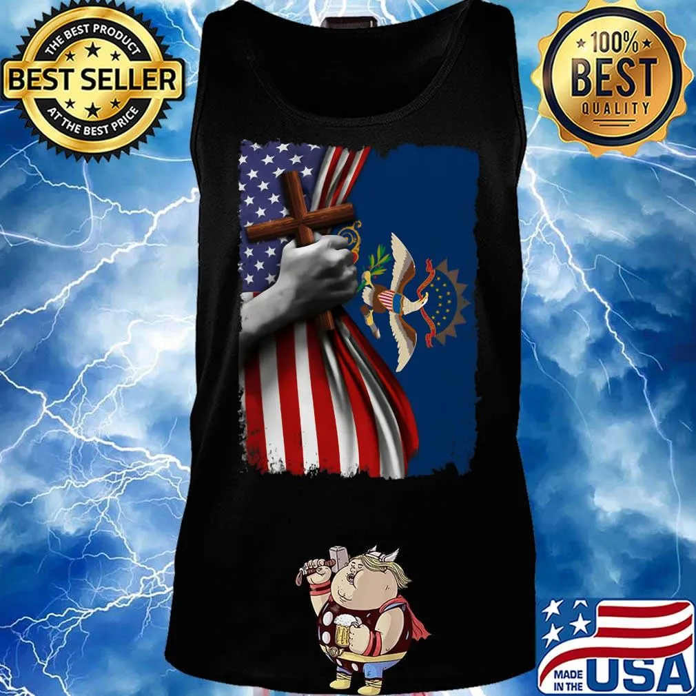 North dakota american flag cross happy independence day s Tank top