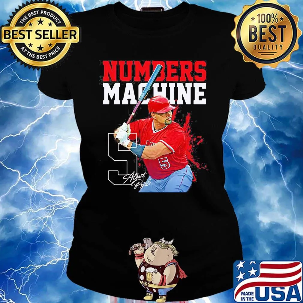 Numbers machine 5 albert pyles baseball signature s Ladies tee