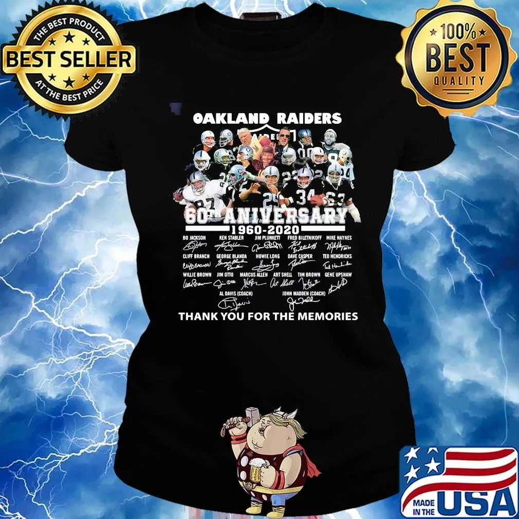 Oakland raiders 60th anniversary 1960 2020 thank you for the memories signatures s Ladies tee