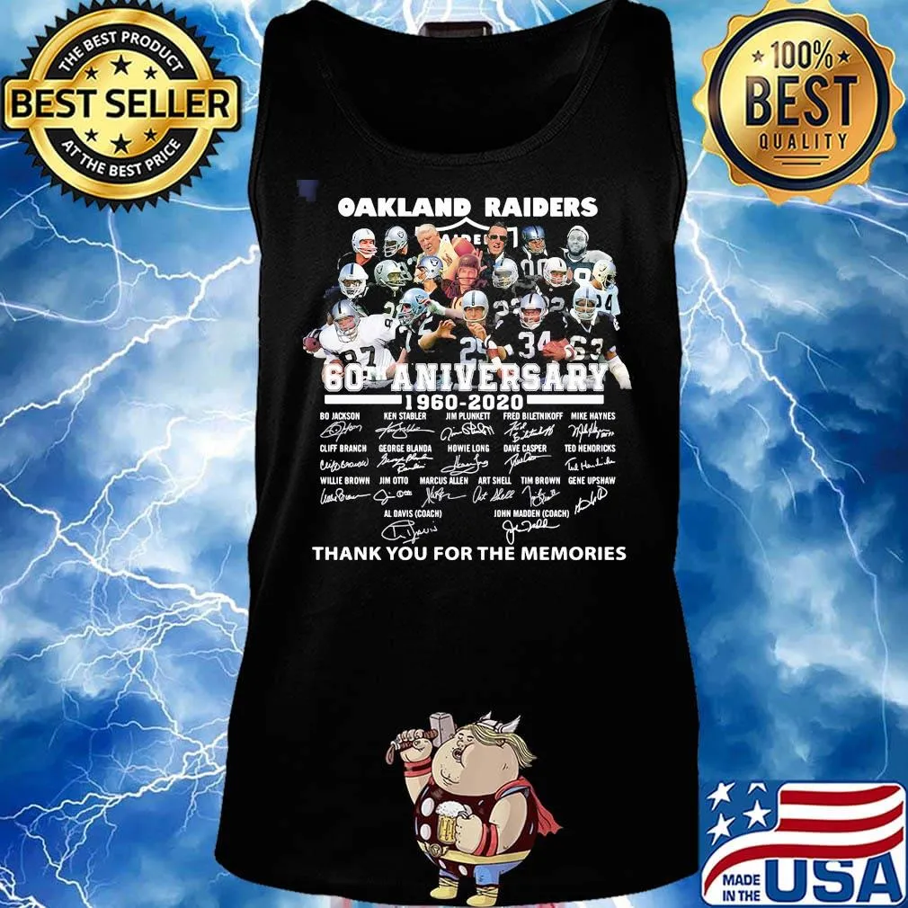 Oakland raiders 60th anniversary 1960 2020 thank you for the memories signatures s Tank top