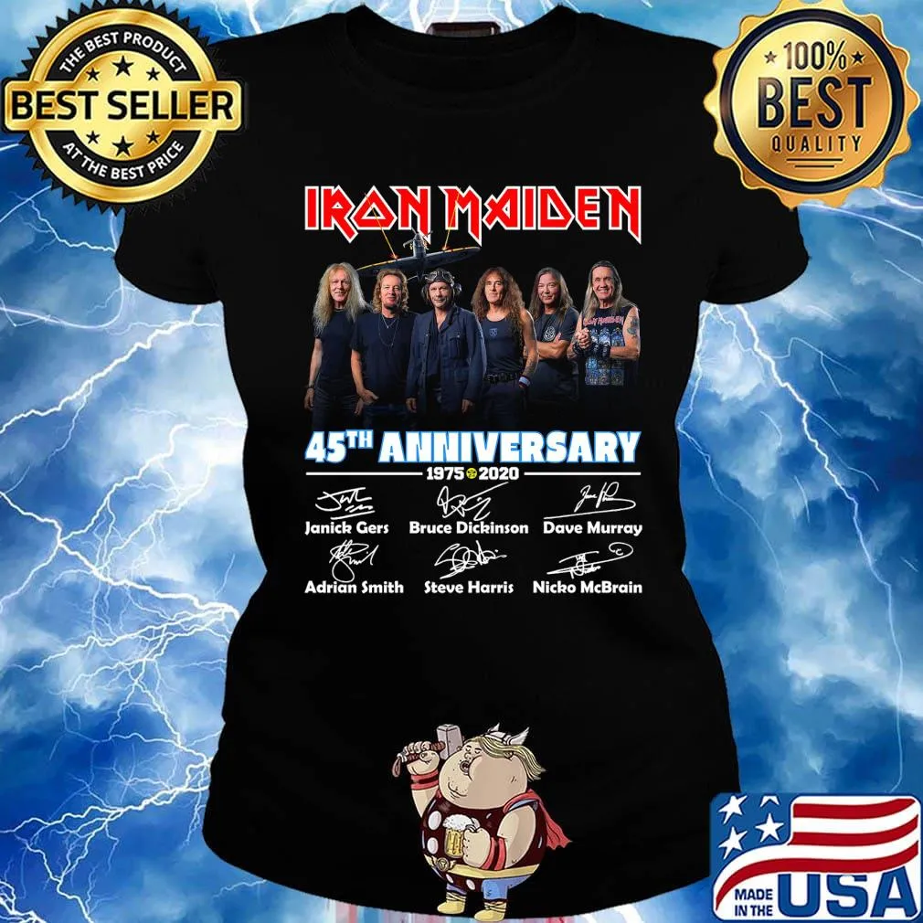 Official Iron Maiden 45th anniversary 1975-2020 signature s Ladies tee