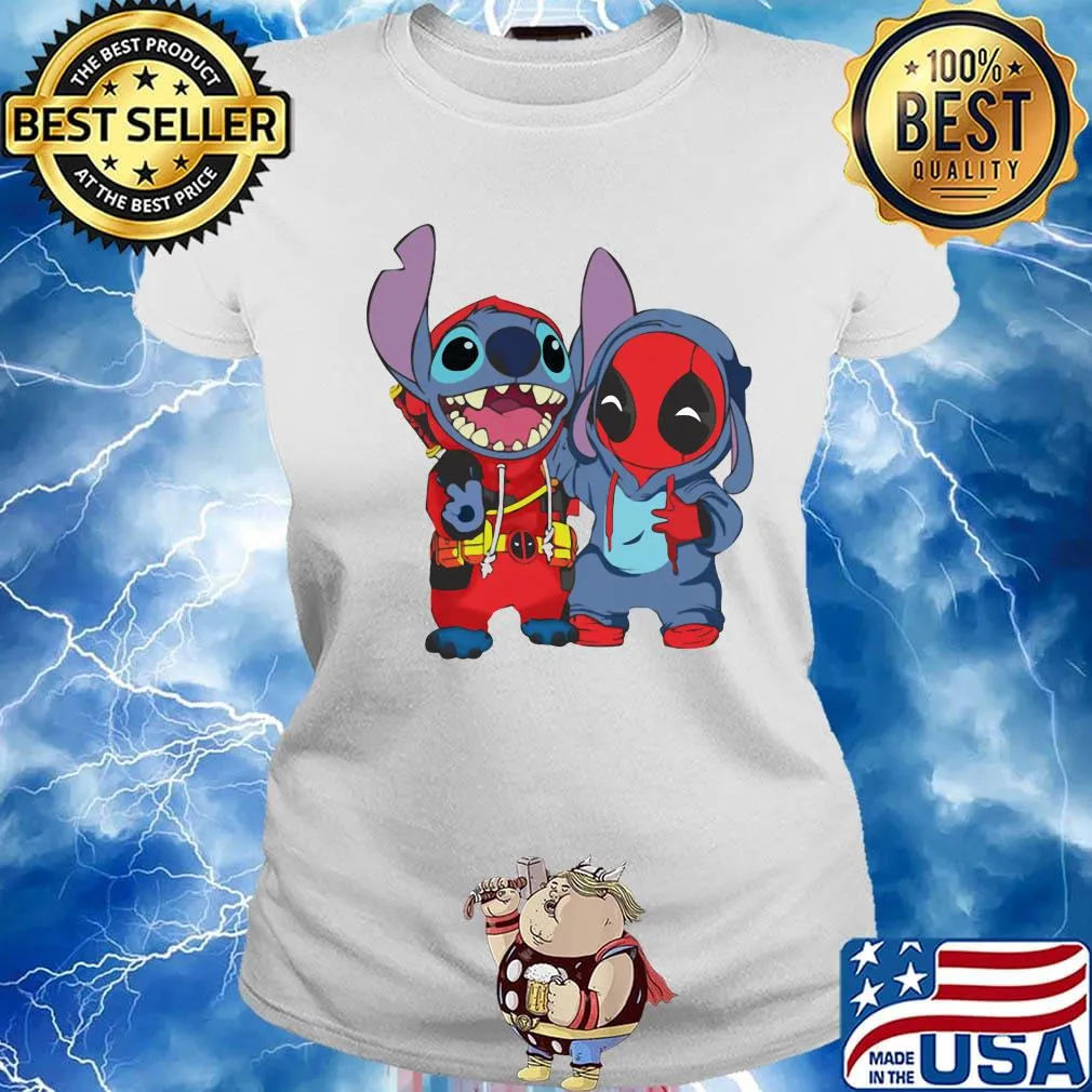 Official stitch and deadpool s Ladies tee