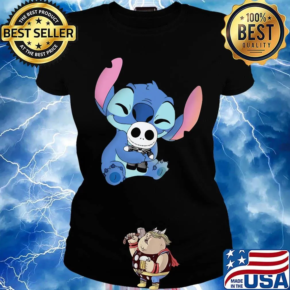 Official stitch hug jack skellington s Ladies tee