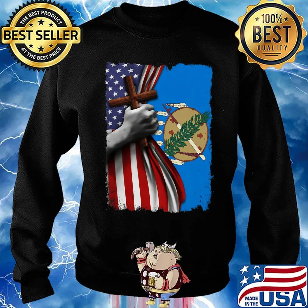 Oklahoma american flag cross happy independence day s Sweater