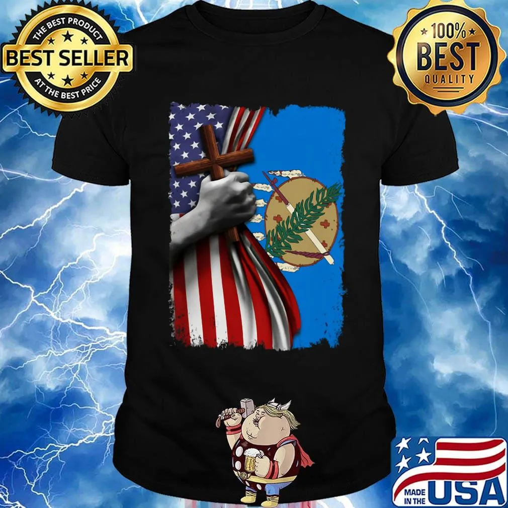 Oklahoma american flag cross happy independence day shirt