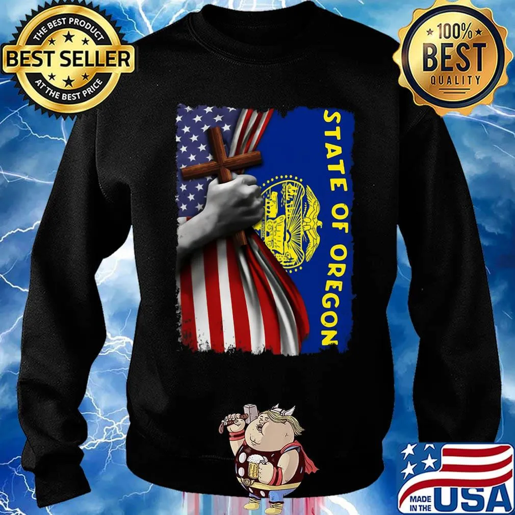 Oregon american flag cross happy independence day s Sweater