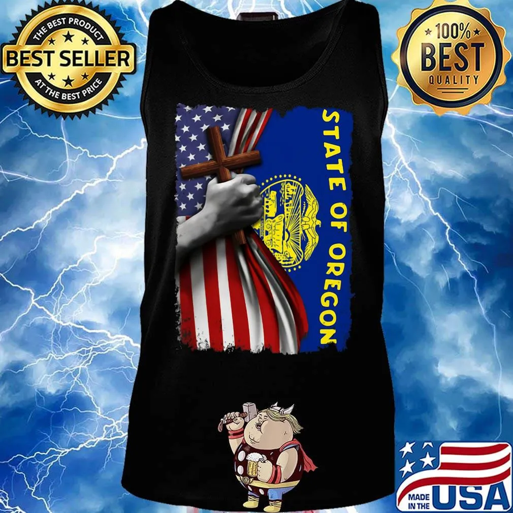 Oregon american flag cross happy independence day s Tank top