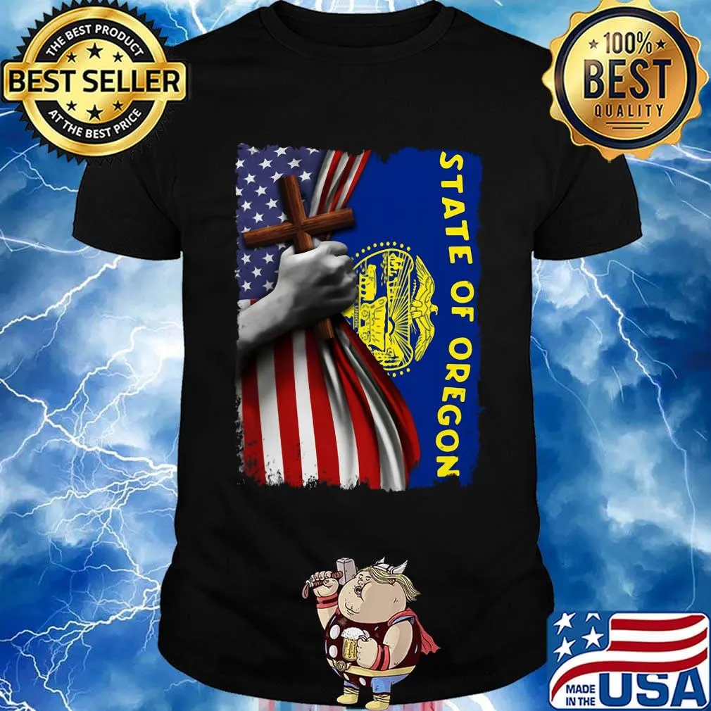Oregon american flag cross happy independence day shirt